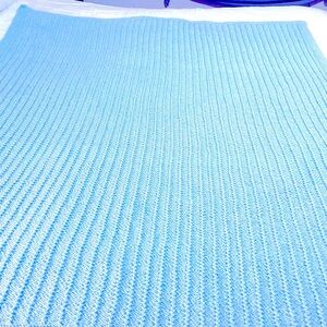 Hand Knitted by owner. Cozy Blue Knit Throw Blanket